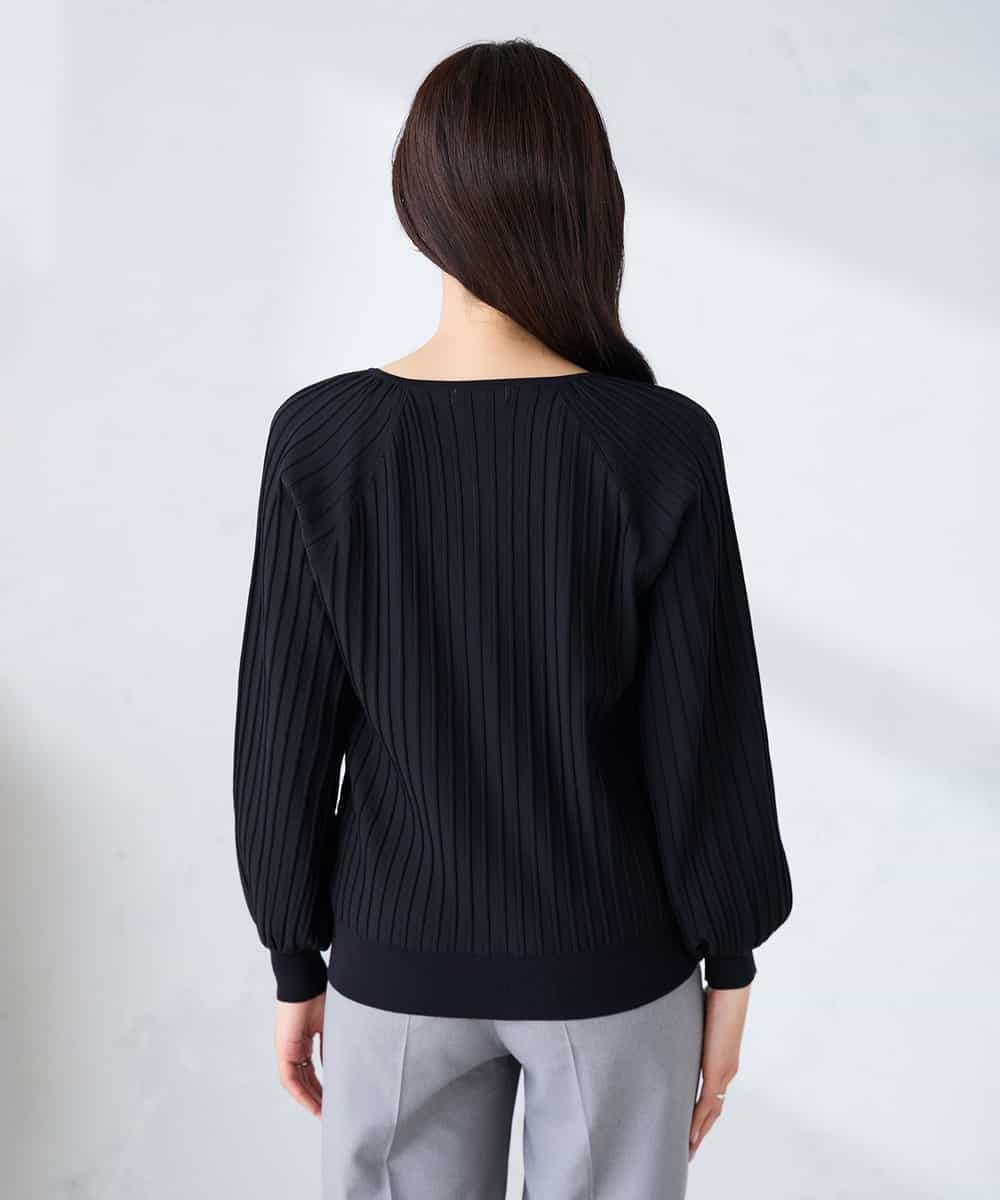 K2CFD06054 a.v.v(アー・ヴェ・ヴェ) プリーツ編みVネックニットカーディガン グリーン