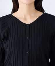 K2CFD06054 a.v.v(アー・ヴェ・ヴェ) プリーツ編みVネックニットカーディガン グリーン