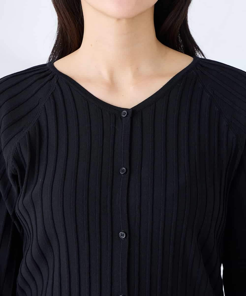 K2CFD06054 a.v.v(アー・ヴェ・ヴェ) プリーツ編みVネックニットカーディガン グリーン