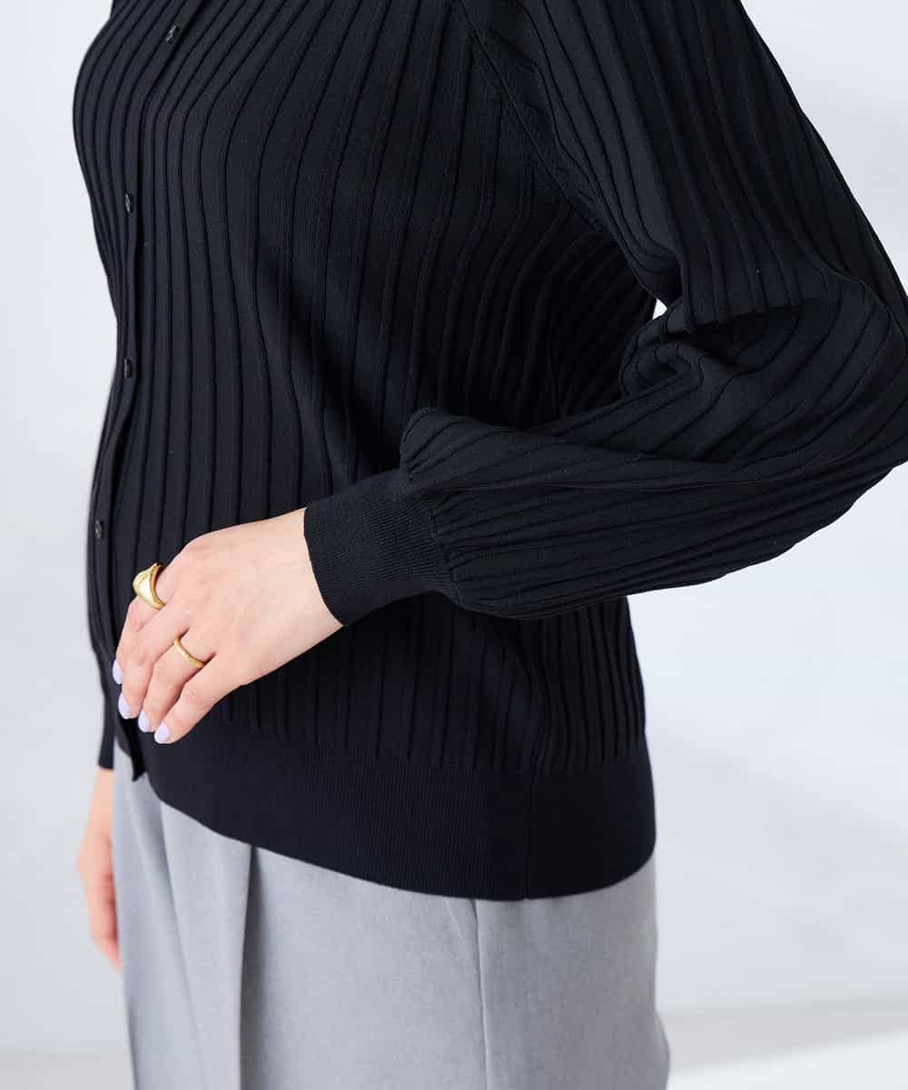 K2CFD06054 a.v.v(アー・ヴェ・ヴェ) プリーツ編みVネックニットカーディガン グリーン