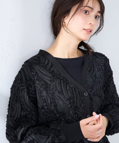 K2CFD07059 a.v.v チュール刺繍レースカーディガン