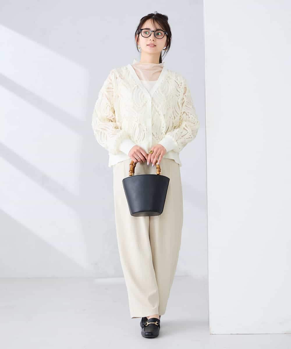 K2CFD07059 a.v.v(アー・ヴェ・ヴェ) チュール刺繍レースカーディガン アイボリー