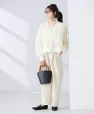 K2CFD07059 a.v.v(アー・ヴェ・ヴェ) チュール刺繍レースカーディガン アイボリー