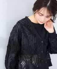 K2CFD07059 a.v.v(アー・ヴェ・ヴェ) チュール刺繍レースカーディガン アイボリー