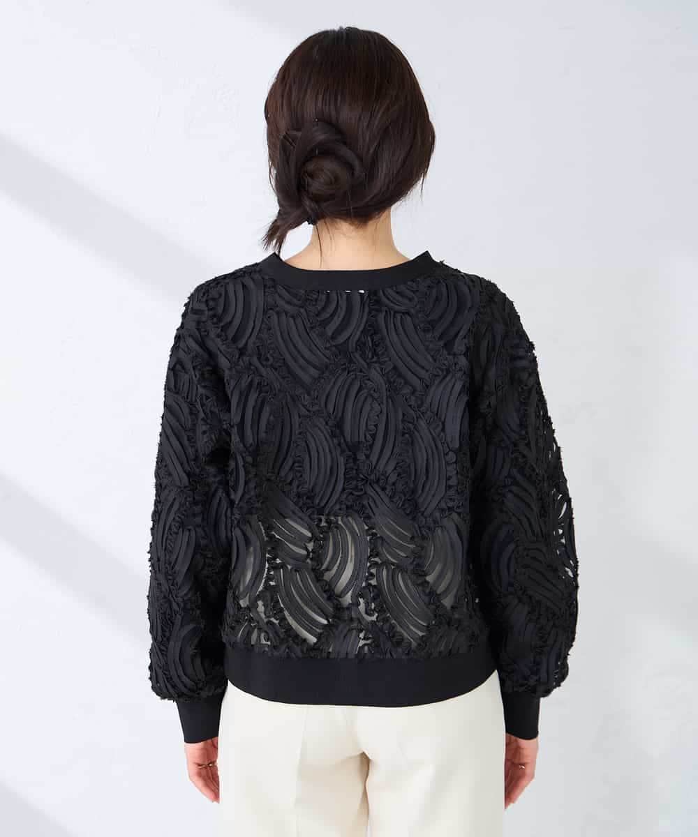 K2CFD07059 a.v.v(アー・ヴェ・ヴェ) チュール刺繍レースカーディガン アイボリー