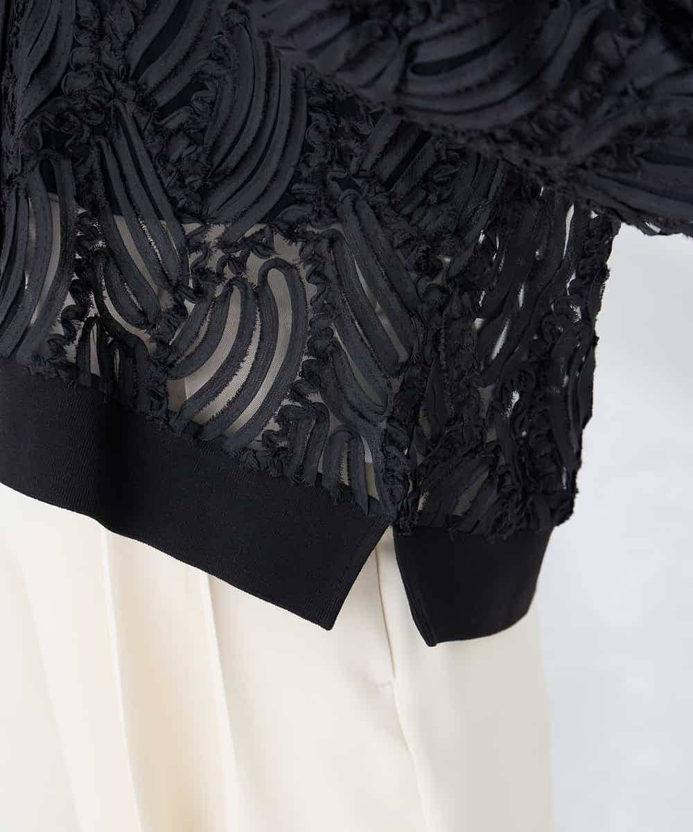 K2CFD07059 a.v.v(アー・ヴェ・ヴェ) チュール刺繍レースカーディガン アイボリー