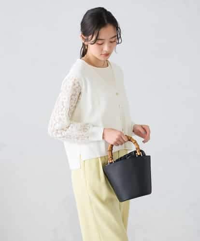 K2CFD09059 a.v.v チュールレース袖ニットカーディガン