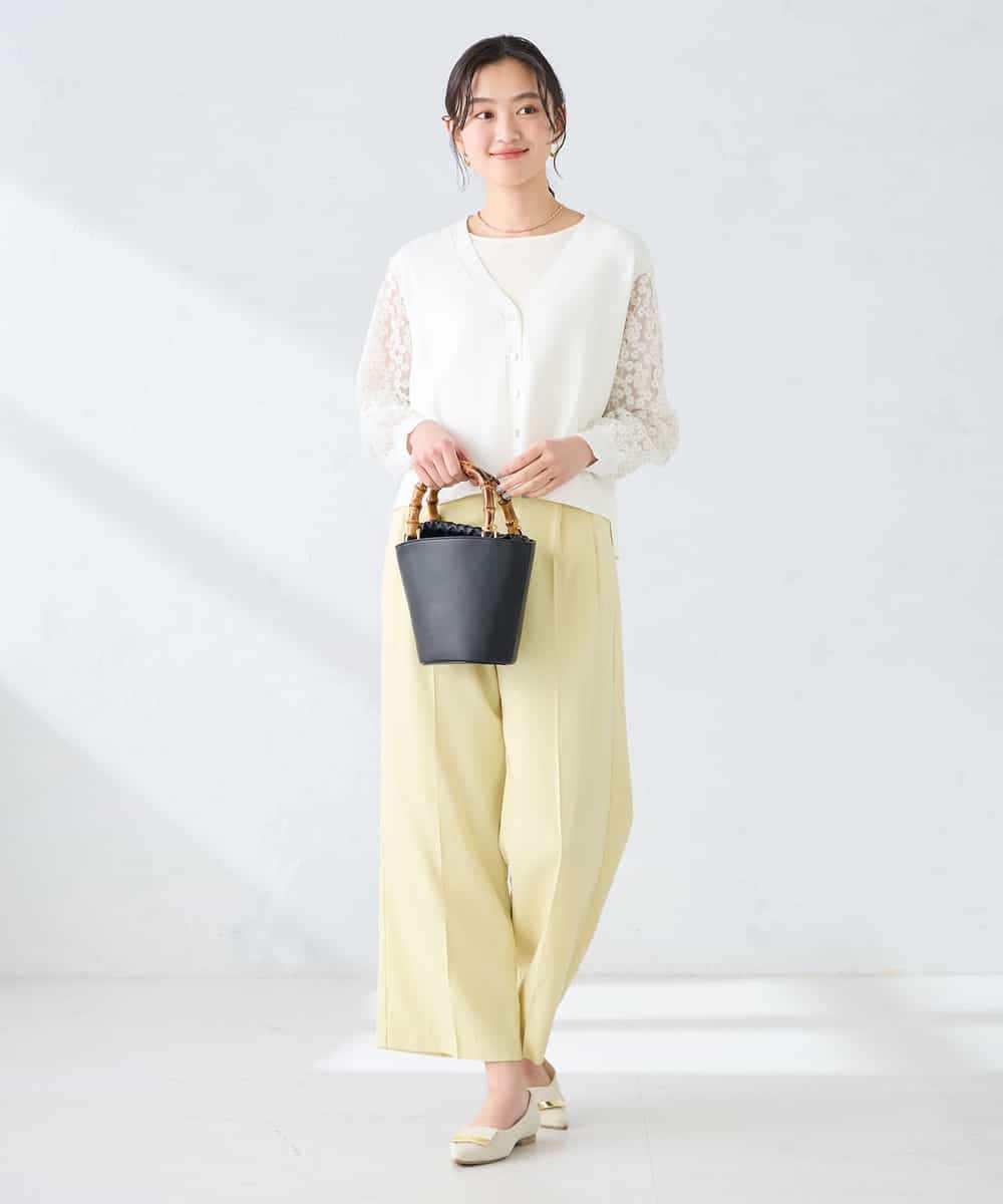 K2CFD09059 a.v.v(アー・ヴェ・ヴェ) チュールレース袖ニットカーディガン アイボリー