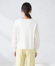 K2CFD09059 a.v.v(アー・ヴェ・ヴェ) チュールレース袖ニットカーディガン アイボリー