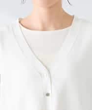 K2CFD09059 a.v.v(アー・ヴェ・ヴェ) チュールレース袖ニットカーディガン アイボリー