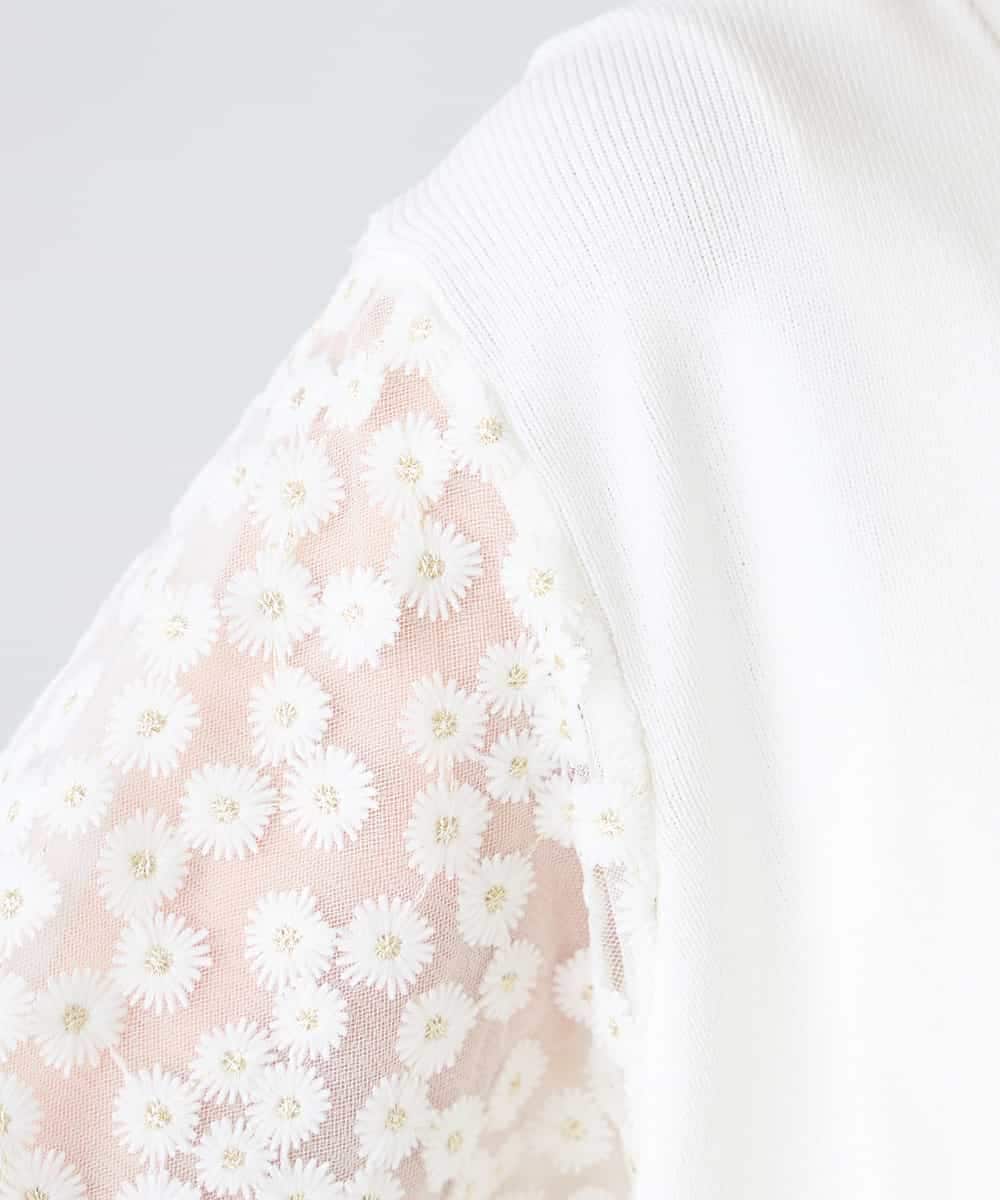 K2CFD09059 a.v.v(アー・ヴェ・ヴェ) チュールレース袖ニットカーディガン アイボリー