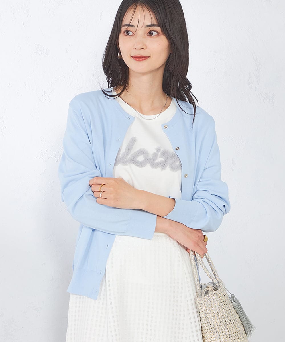 カーディガン 「接触冷感/UVカット/洗える」クルーネック美ラクるサマーカーディガン レディース 接触冷感/UVカット/洗える】クルーネック美ラクるサマー
