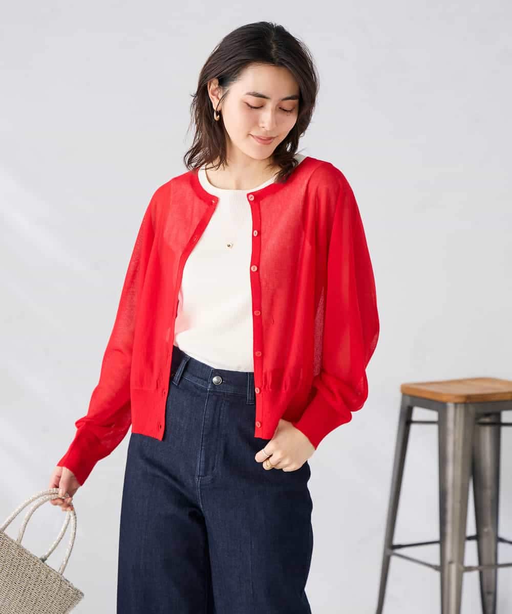 K2CGD08044 a.v.v(アー・ヴェ・ヴェ)  【前後2WAY】シアードルマンカーディガン レッド