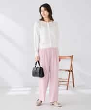 K2CGD11059 a.v.v(アー・ヴェ・ヴェ) レースコンビクルーネックカーディガン ホワイト