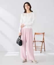 K2CGD11059 a.v.v(アー・ヴェ・ヴェ) レースコンビクルーネックカーディガン ホワイト