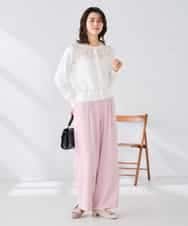 K2CGD11059 a.v.v(アー・ヴェ・ヴェ) レースコンビクルーネックカーディガン ホワイト