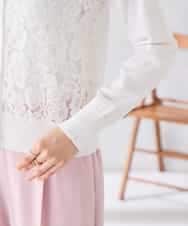 K2CGD11059 a.v.v(アー・ヴェ・ヴェ) レースコンビクルーネックカーディガン ホワイト