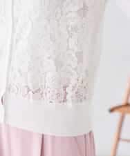 K2CGD11059 a.v.v(アー・ヴェ・ヴェ) レースコンビクルーネックカーディガン ホワイト