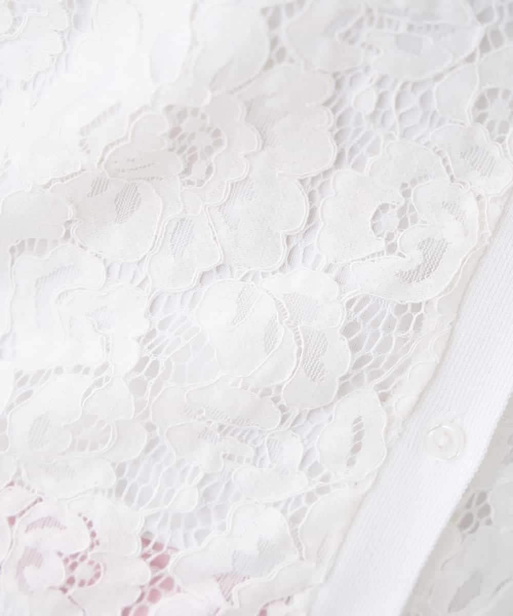 K2CGD11059 a.v.v(アー・ヴェ・ヴェ) レースコンビクルーネックカーディガン ホワイト