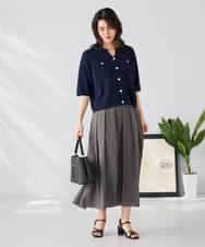 K2CGD12059 a.v.v(アー・ヴェ・ヴェ) 6分袖ジャケットライクカーディガン ネイビー