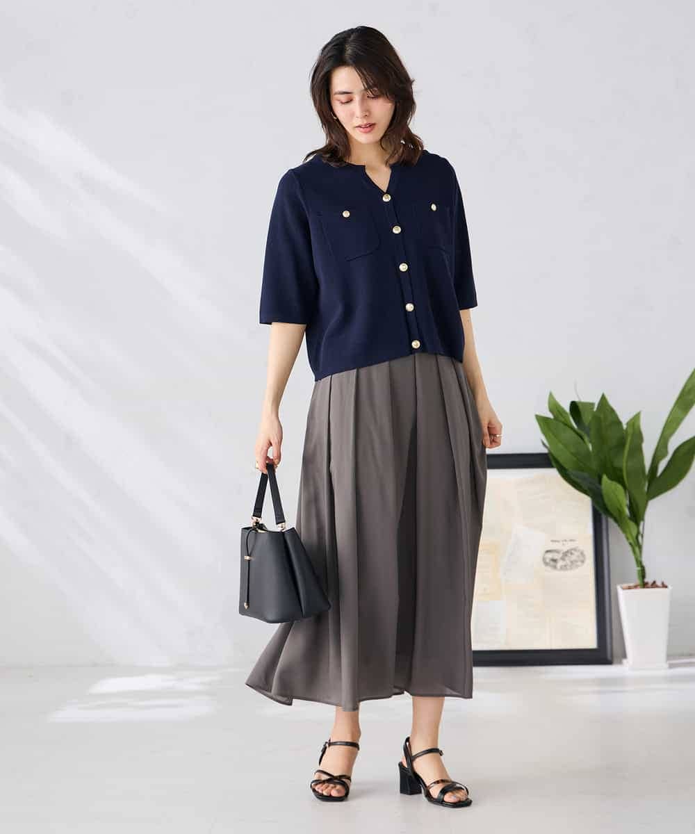 K2CGD12059 a.v.v(アー・ヴェ・ヴェ) 6分袖ジャケットライクカーディガン ネイビー