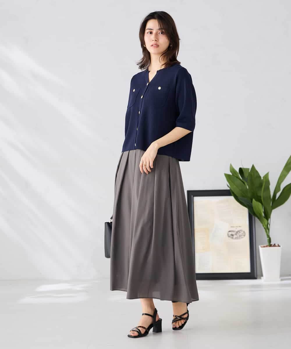 K2CGD12059 a.v.v(アー・ヴェ・ヴェ) 6分袖ジャケットライクカーディガン ネイビー