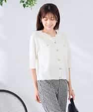 K2CGD12059 a.v.v(アー・ヴェ・ヴェ) 6分袖ジャケットライクカーディガン ネイビー