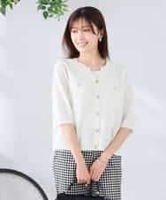 K2CGD12059 a.v.v(アー・ヴェ・ヴェ) 6分袖ジャケットライクカーディガン ネイビー