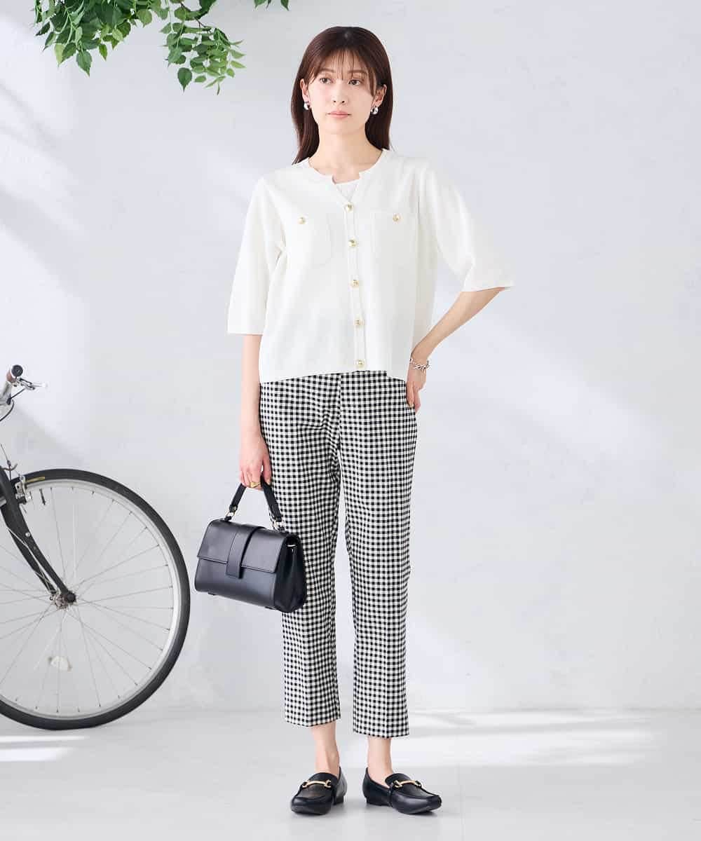 K2CGD12059 a.v.v(アー・ヴェ・ヴェ) 6分袖ジャケットライクカーディガン ネイビー