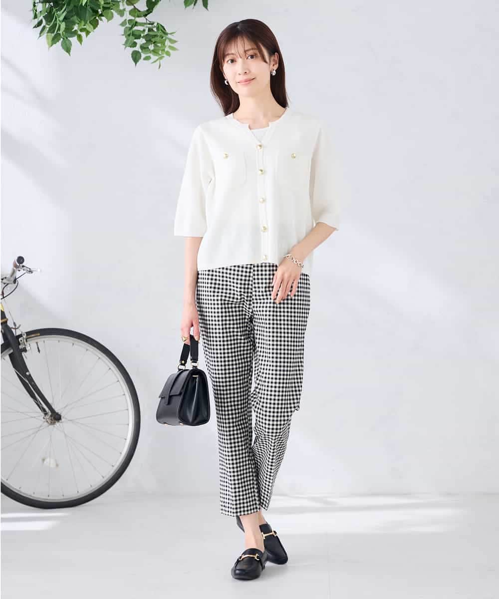 K2CGD12059 a.v.v(アー・ヴェ・ヴェ) 6分袖ジャケットライクカーディガン ネイビー