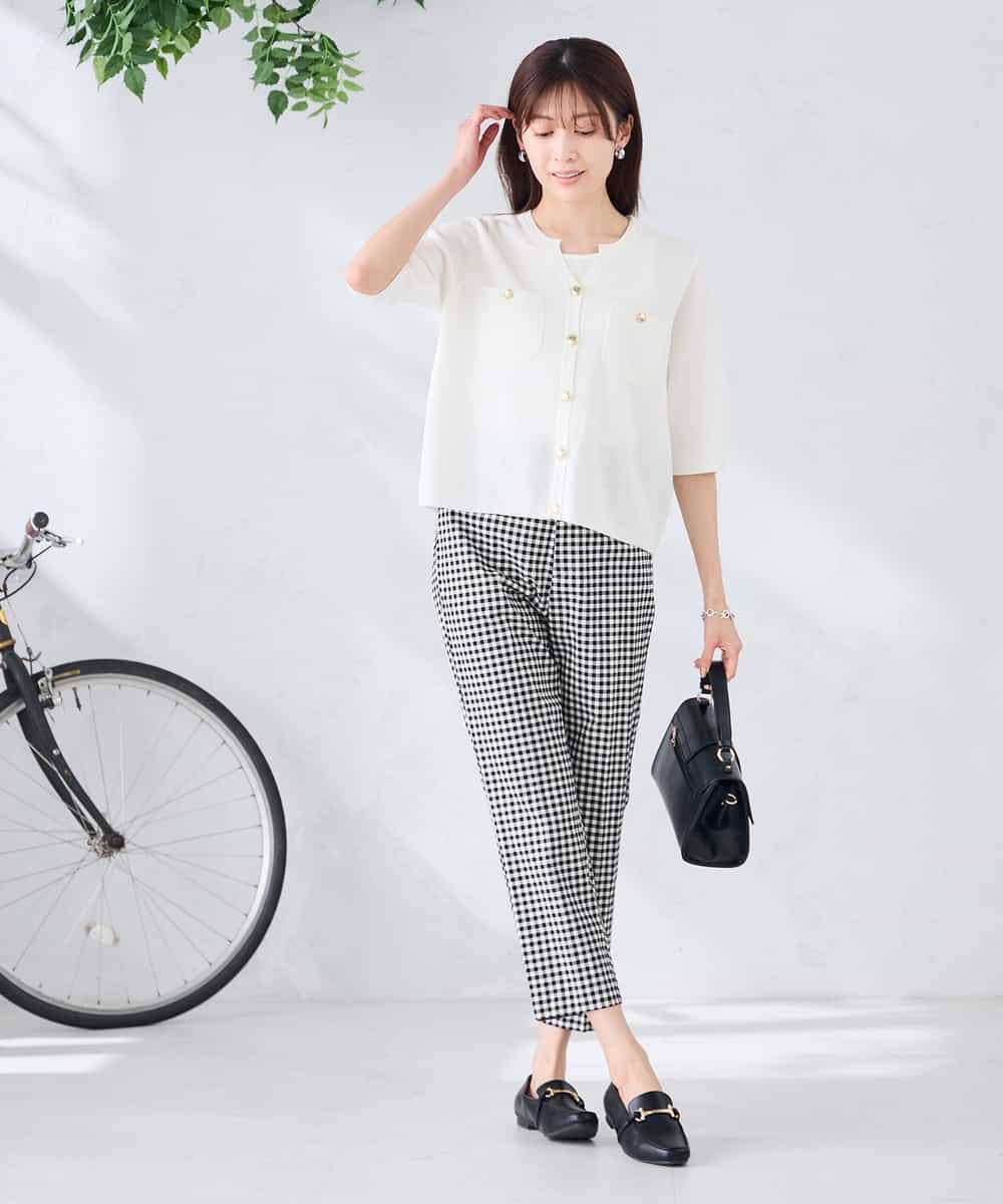 K2CGD12059 a.v.v(アー・ヴェ・ヴェ) 6分袖ジャケットライクカーディガン ネイビー