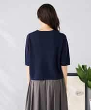 K2CGD12059 a.v.v(アー・ヴェ・ヴェ) 6分袖ジャケットライクカーディガン ネイビー