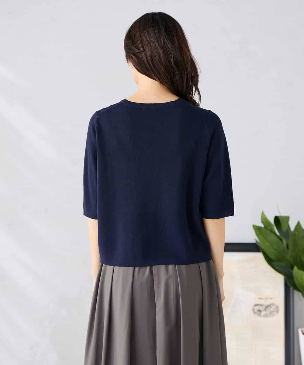 K2CGD12059 a.v.v(アー・ヴェ・ヴェ) 6分袖ジャケットライクカーディガン ネイビー