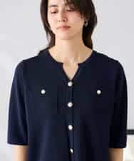 K2CGD12059 a.v.v(アー・ヴェ・ヴェ) 6分袖ジャケットライクカーディガン ネイビー