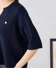 K2CGD12059 a.v.v(アー・ヴェ・ヴェ) 6分袖ジャケットライクカーディガン ネイビー