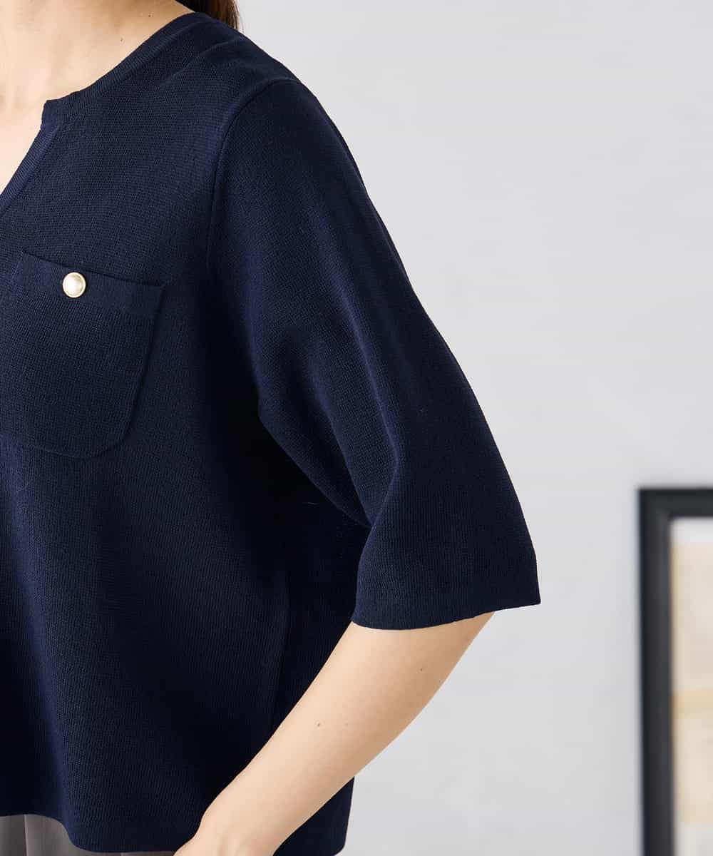 K2CGD12059 a.v.v(アー・ヴェ・ヴェ) 6分袖ジャケットライクカーディガン ネイビー