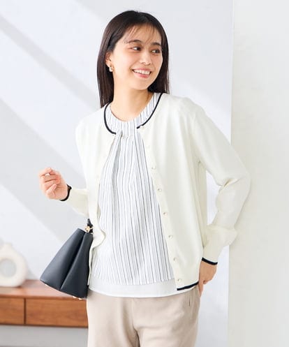 K2CGD20049 a.v.v クルーネックサマーカーディガン【洗える/接触冷感/UVカット】