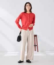 K2CGD20049 a.v.v(アー・ヴェ・ヴェ) クルーネックサマーカーディガン【洗える/接触冷感/UVカット】 グレージュ