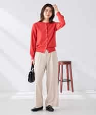 K2CGD20049 a.v.v(アー・ヴェ・ヴェ) クルーネックサマーカーディガン【洗える/接触冷感/UVカット】 グレージュ