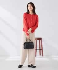 K2CGD20049 a.v.v(アー・ヴェ・ヴェ) クルーネックサマーカーディガン【洗える/接触冷感/UVカット】 グレージュ