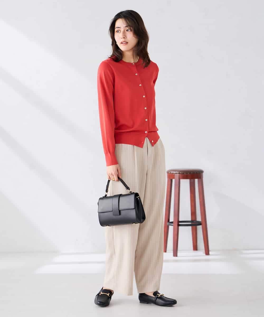 K2CGD20049 a.v.v(アー・ヴェ・ヴェ) クルーネックサマーカーディガン【洗える/接触冷感/UVカット】 グレージュ