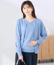 K2CGD20049 a.v.v(アー・ヴェ・ヴェ) クルーネックサマーカーディガン【洗える/接触冷感/UVカット】 グレージュ