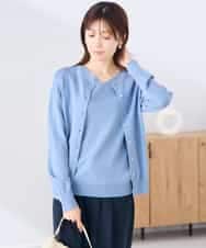 K2CGD20049 a.v.v(アー・ヴェ・ヴェ) クルーネックサマーカーディガン【洗える/接触冷感/UVカット】 グレージュ