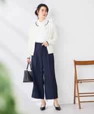 K2CGD20049 a.v.v(アー・ヴェ・ヴェ) クルーネックサマーカーディガン【洗える/接触冷感/UVカット】 グレージュ