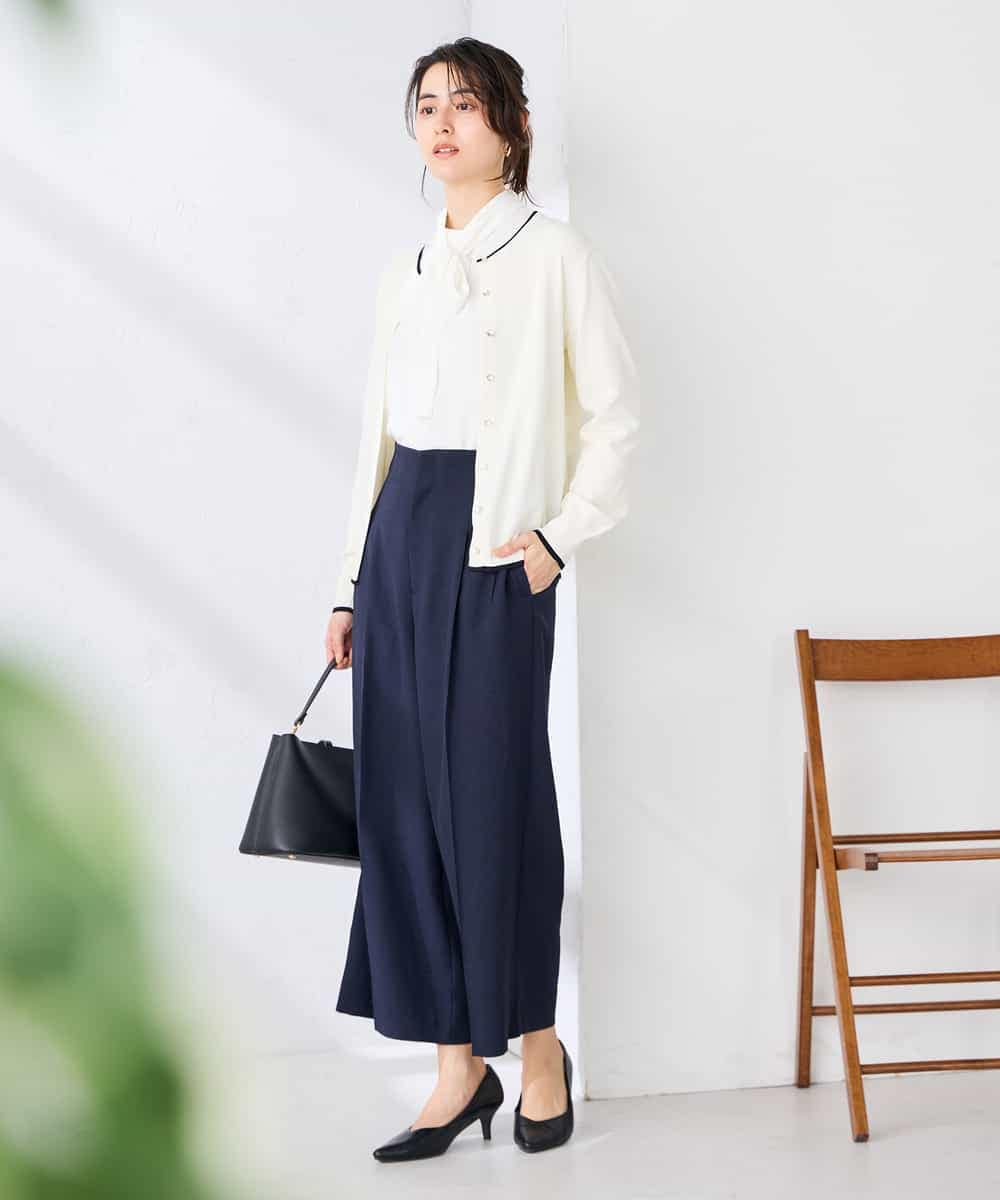 K2CGD20049 a.v.v(アー・ヴェ・ヴェ) クルーネックサマーカーディガン【洗える/接触冷感/UVカット】 グレージュ