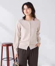 K2CGD20049 a.v.v(アー・ヴェ・ヴェ) クルーネックサマーカーディガン【洗える/接触冷感/UVカット】 グレージュ