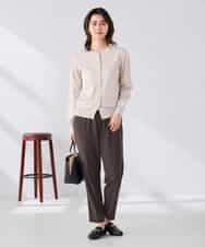 K2CGD20049 a.v.v(アー・ヴェ・ヴェ) クルーネックサマーカーディガン【洗える/接触冷感/UVカット】 グレージュ