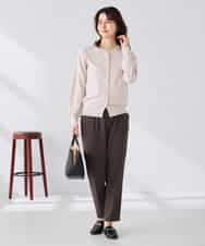 K2CGD20049 a.v.v(アー・ヴェ・ヴェ) クルーネックサマーカーディガン【洗える/接触冷感/UVカット】 グレージュ