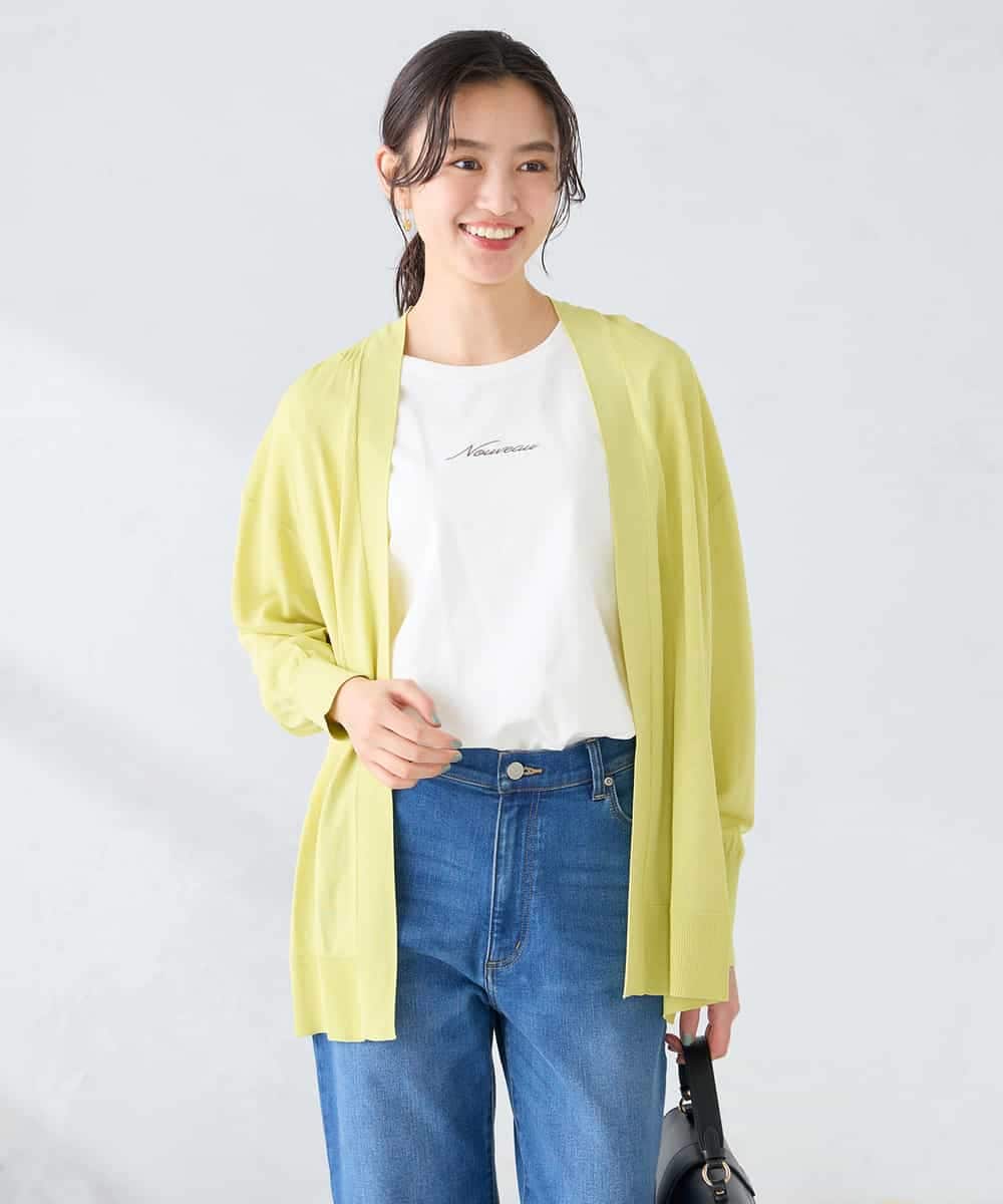K2CGD22049 a.v.v(アー・ヴェ・ヴェ) 【UVカット/接触冷感】さらさらタッチトッパーカーディガン ライトイエロー