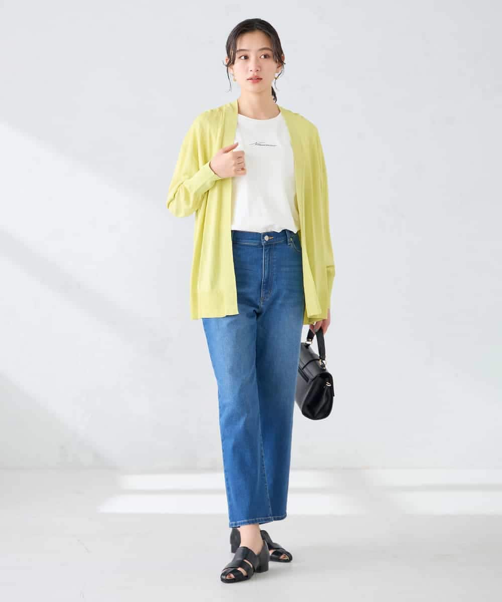 K2CGD22049 a.v.v(アー・ヴェ・ヴェ) 【UVカット/接触冷感】さらさらタッチトッパーカーディガン ライトイエロー